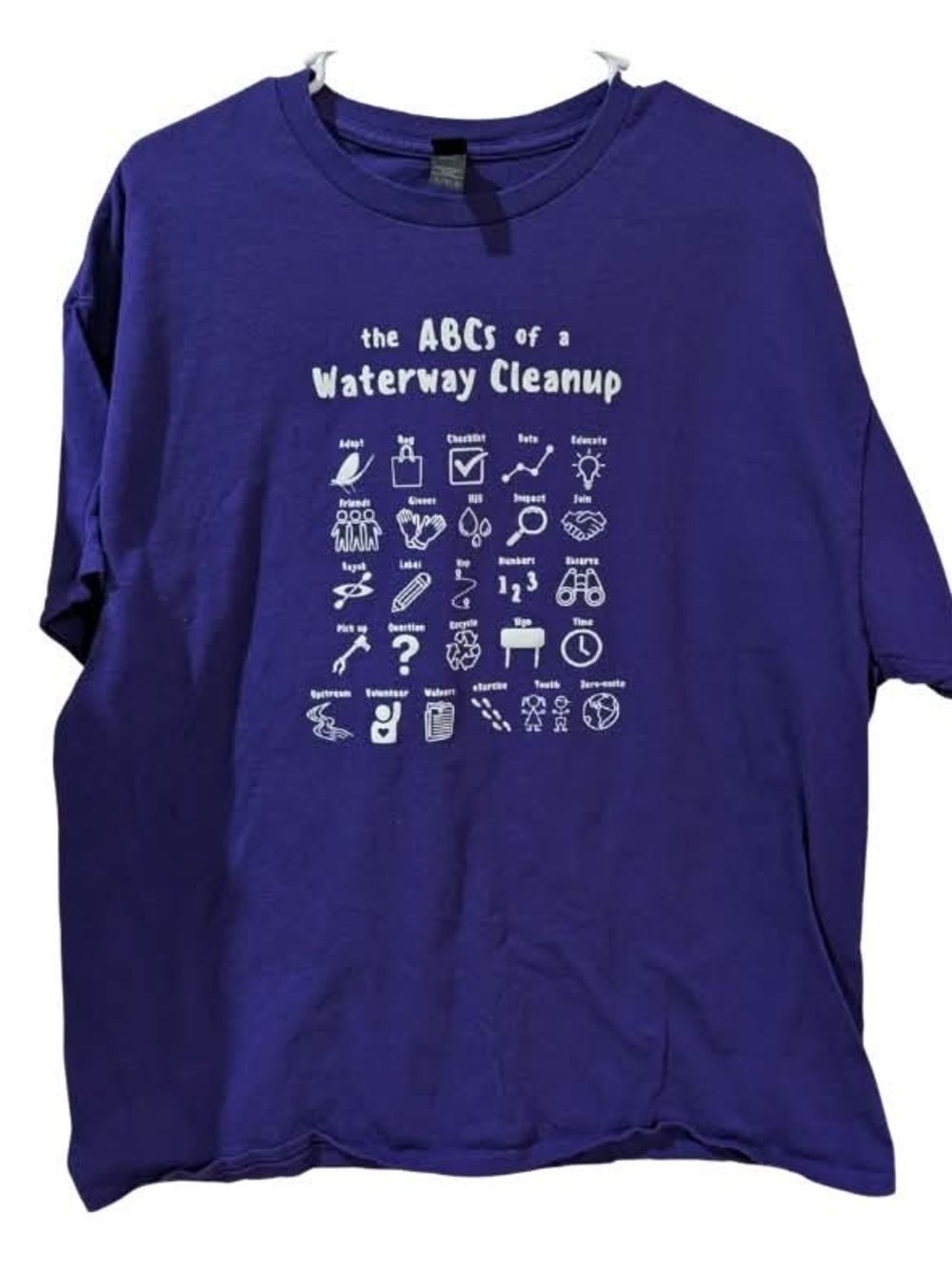 Gildan Purple Graphic 'The ABCs of a Waterway Cleanup' Tee